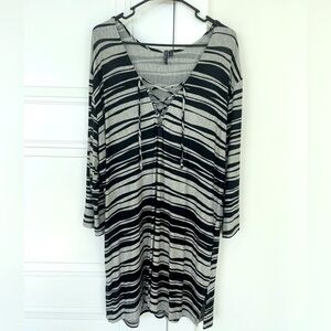 Portocruz Swim Cover Up Dress in Black & Grey Size 1X